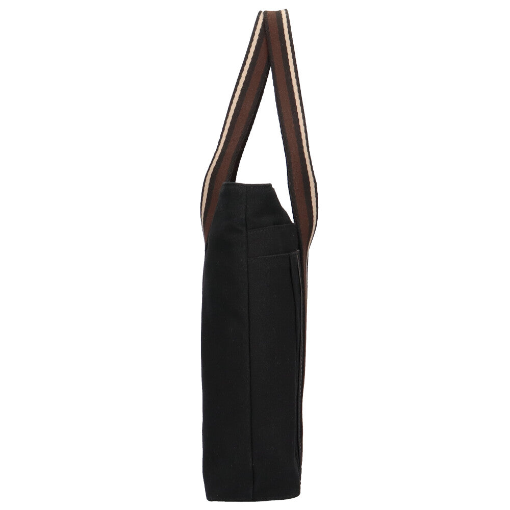 美品 HERMES トロカホリゾンタルMM キャンバス レザー 黒 トートバッグ エルメス◇トロカホリゾンタルMM トートバッグ キャンバス