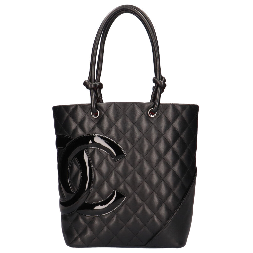 CHANEL Cambon Tote Bag, Lambskin, Black, Women's, Used – 【公式