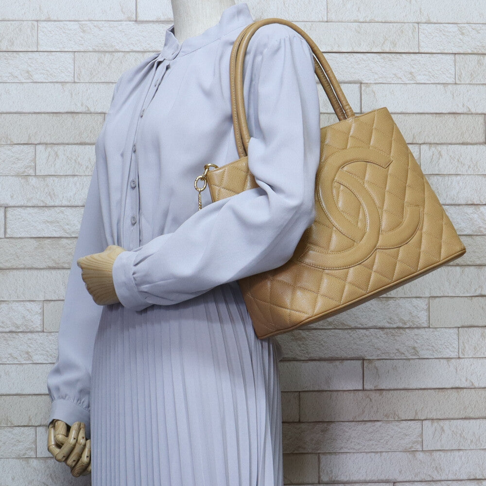 シャネル CHANEL 復刻トート トートバッグ キャビアスキン ベージュ
