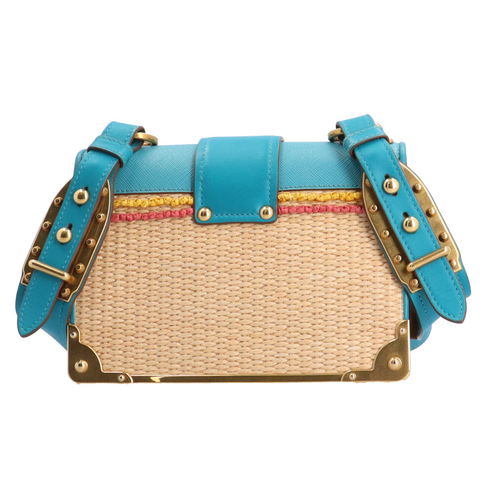 プラダ カイエ限定 ショルダーバッグ レザー ブルー レディース PRADA