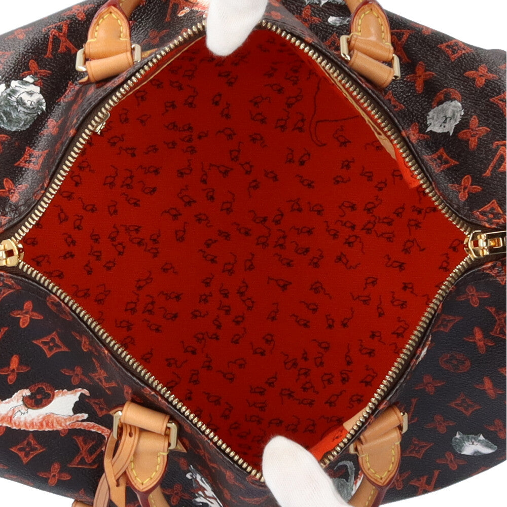LOUIS VUITTON Speedy Bandouliere 30 Monogram Cat Shoulder Bag PVC