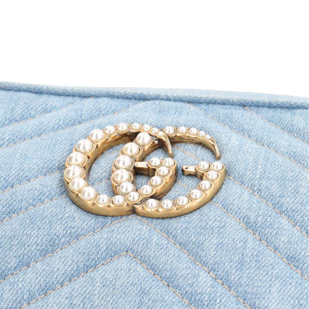 GUCCI グッチ 日本限定 GGマーモント ショルダーバッグ デニム ブルー