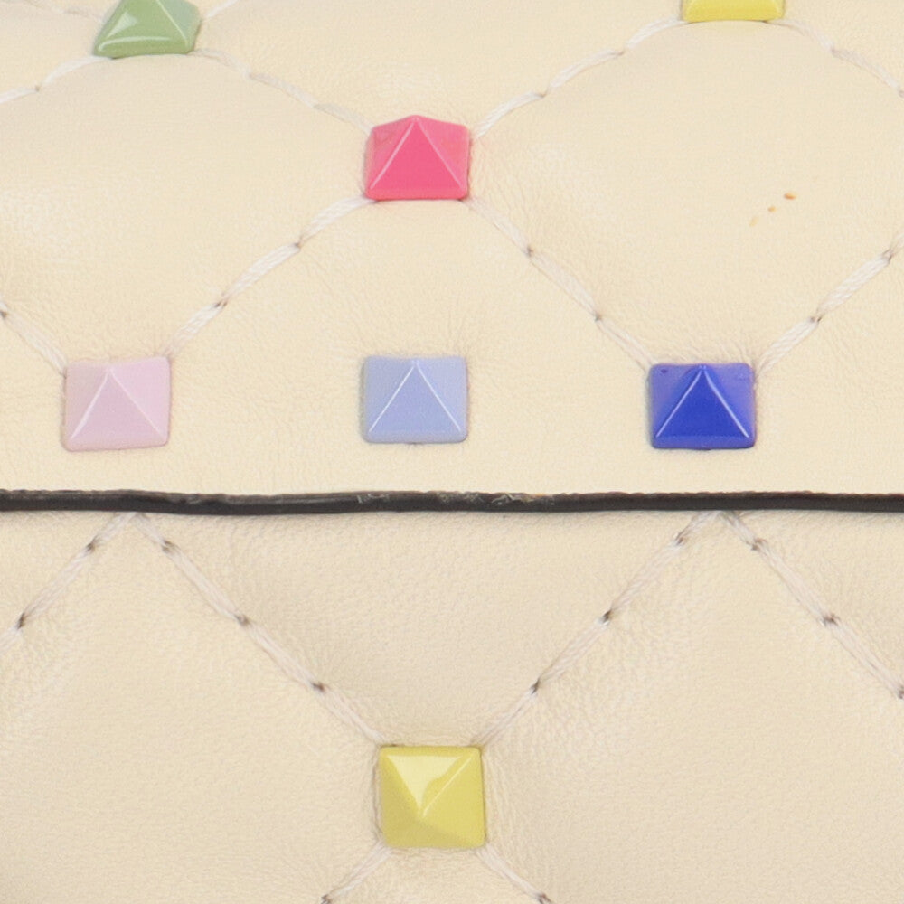 Valentino Garavani Multicolor Rockstud Shoulder Bag Leather Beige