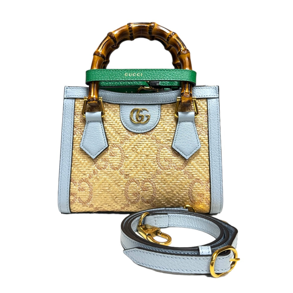 GUCCI グッチ 日本限定 ダイアナ ミニトート バンブー ショルダーバッグ ラフィア ベージュ レディース 中古 – 【公式】リサイクルキング  オンラインショップ