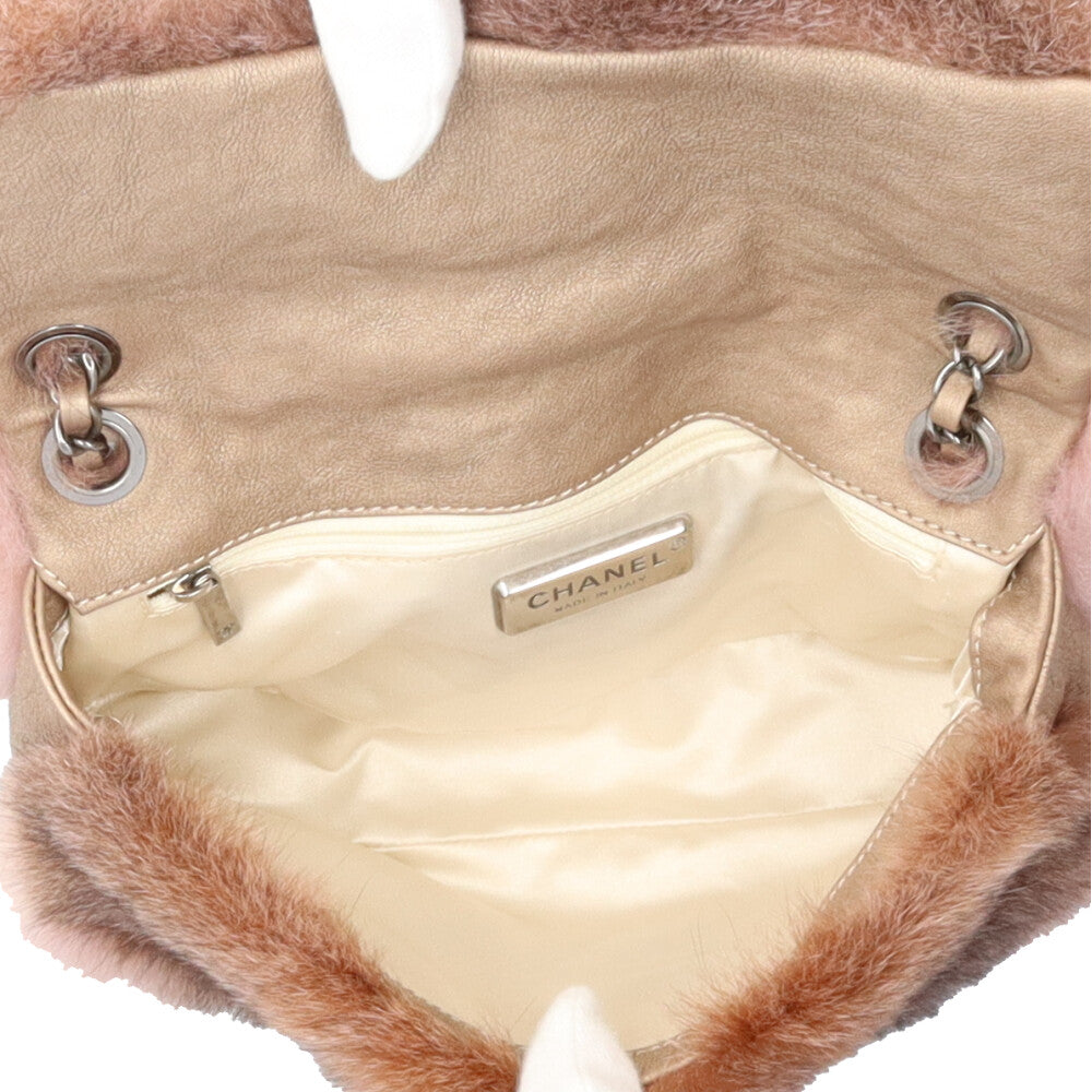 CHANEL Coco Mark fur bag shoulder bag fur brown ladies used
