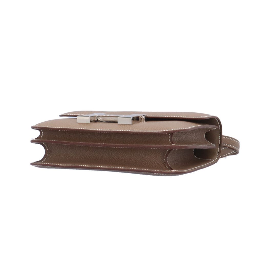 HERMES Constance Mini 18 Shoulder Bag, Epsom Leather, Beige