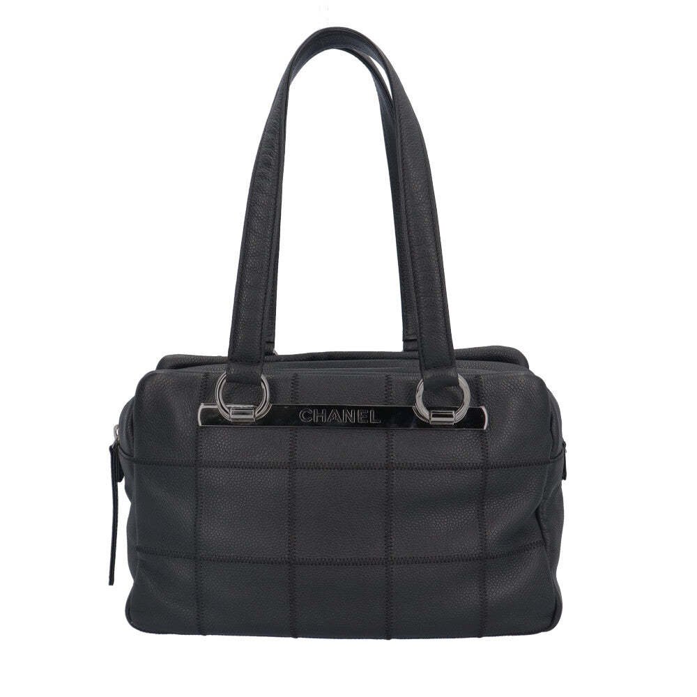 シャネル　チョコバー ハンドバッグ　黒 キャビアスキン シャネル チョコバー キャビアスキン ハンドバッグ TO.798