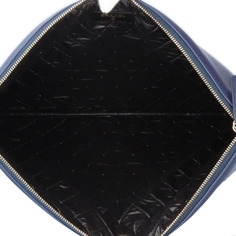 シャネル クラッチバッグ シャネル ラムスキン ネイビー レディース