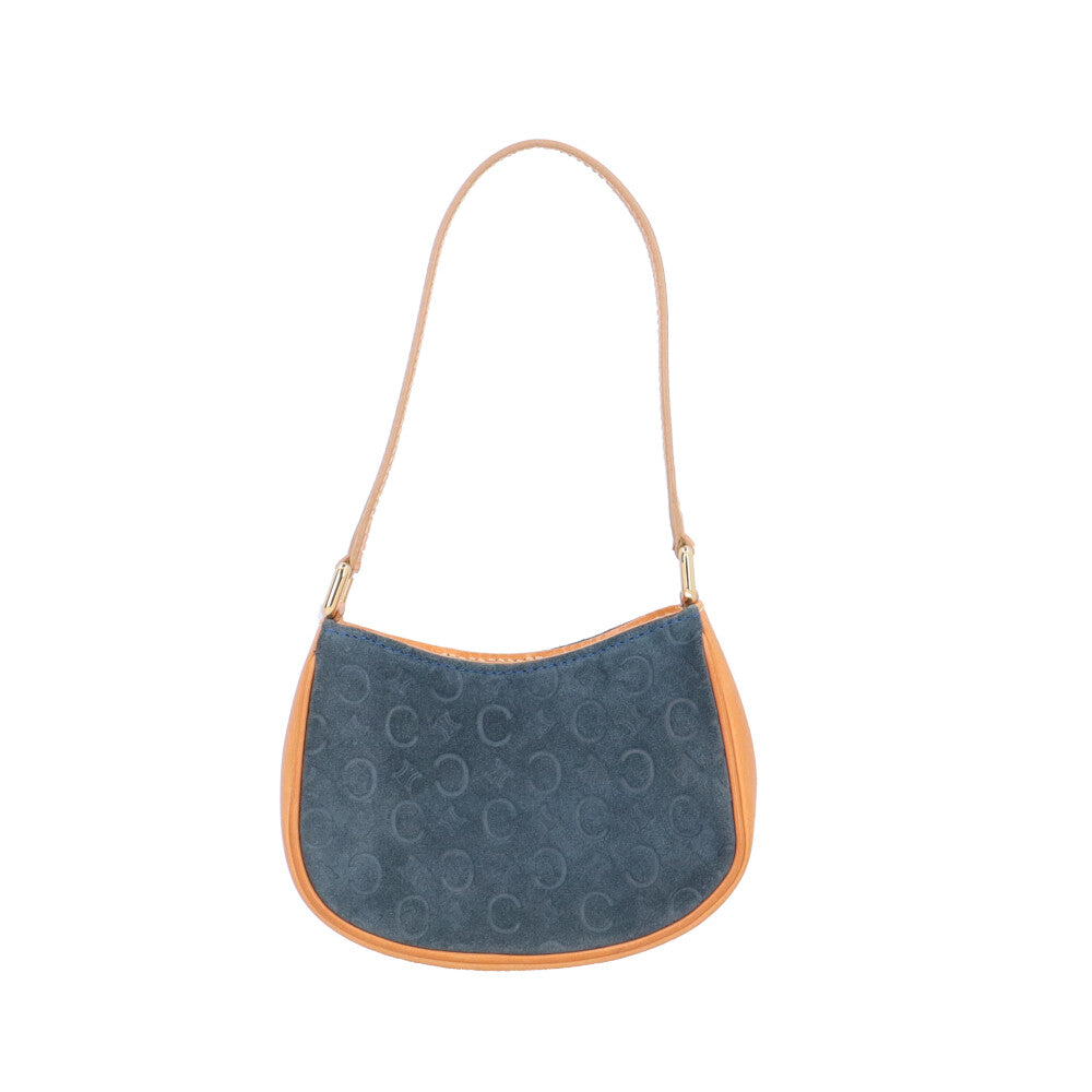 CELINE セリーヌ Cマカダム ハンドバッグ レザー ネイビー レディース