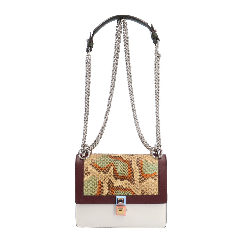 FENDI フェンディ ミニキャナイ ショルダーバッグ レザー ブラウン 