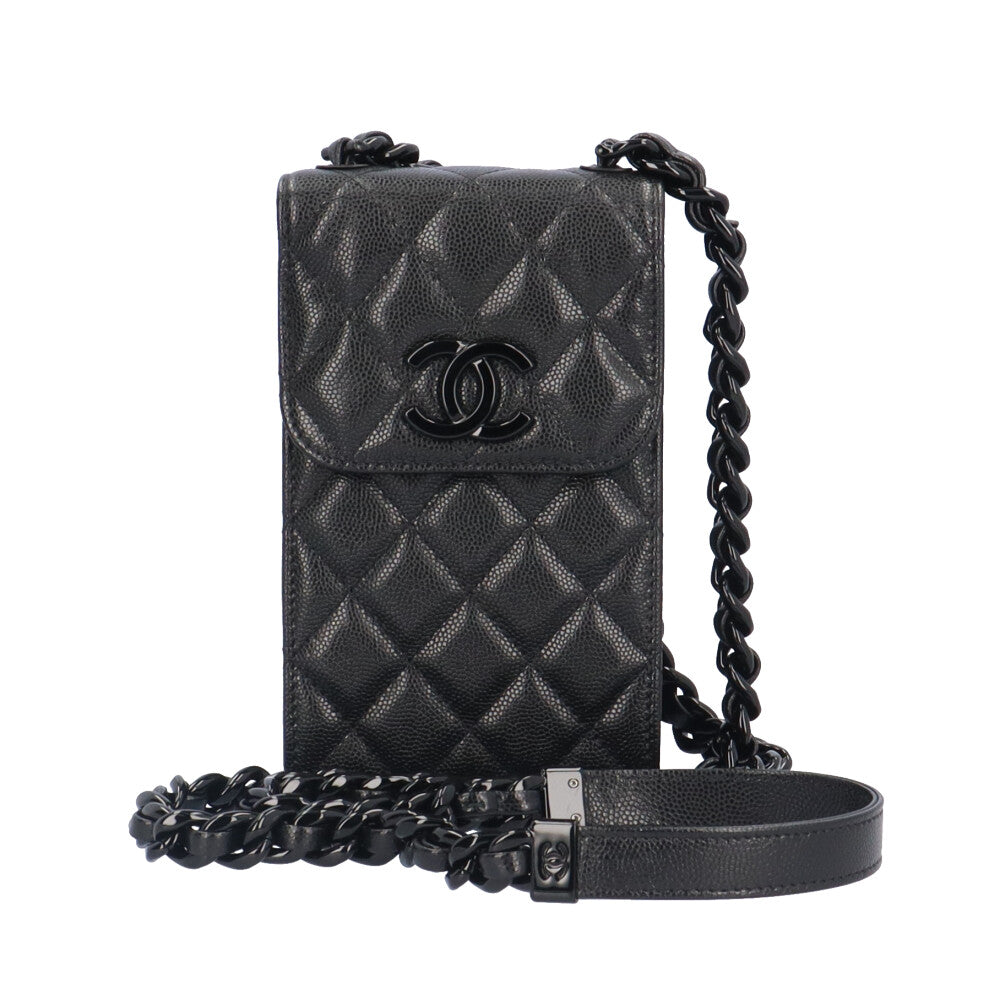 CHANEL シャネル フォンケース ショルダーバッグ キャビアスキン ブラック レディース 中古 – 【公式】リサイクルキング オンラインショップ