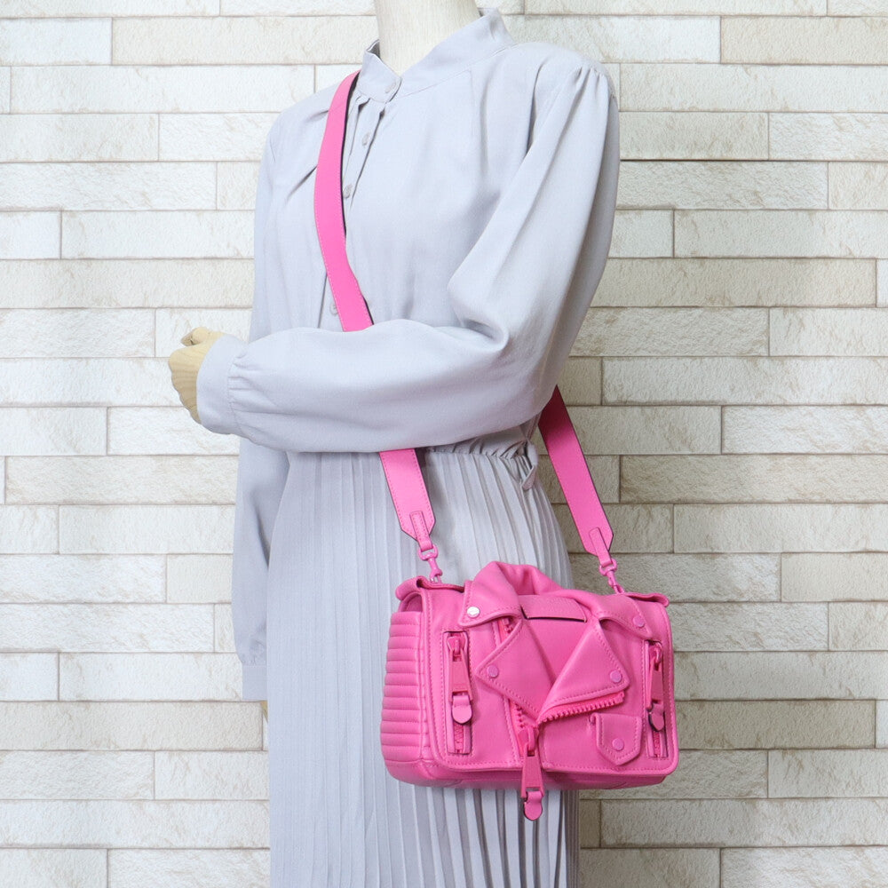 MOSCHINO モスキーノ バイカー ショルダーバッグ レザー ピンク