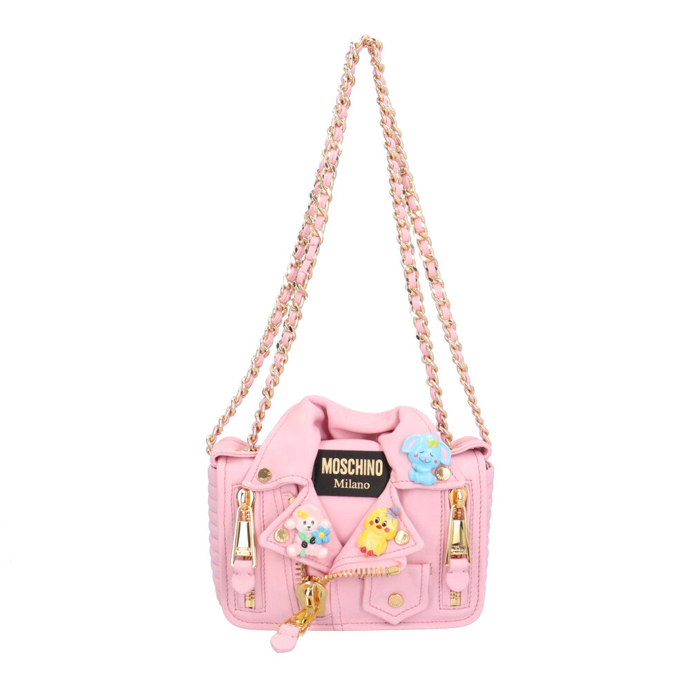 MOSCHINO モスキーノ バイカー ショルダーバッグ レザー ピンク レディース 中古 – 【公式】リサイクルキング オンラインショップ