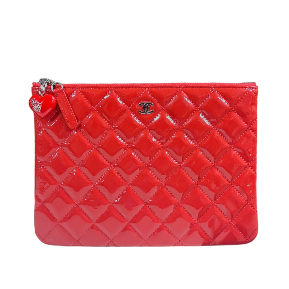 CHANEL シャネル マトラッセ クラッチバッグ エナメル ピンク 