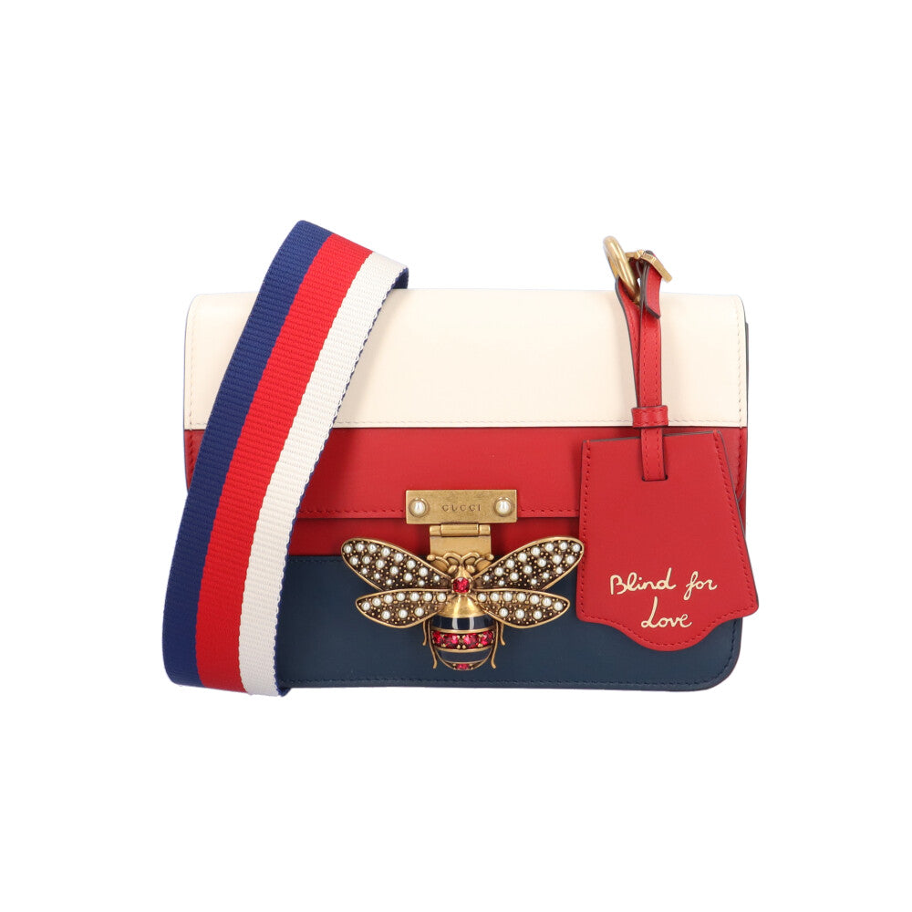 GUCCI グッチ クイーンマーガレット Bee ショルダーバッグ レザー 