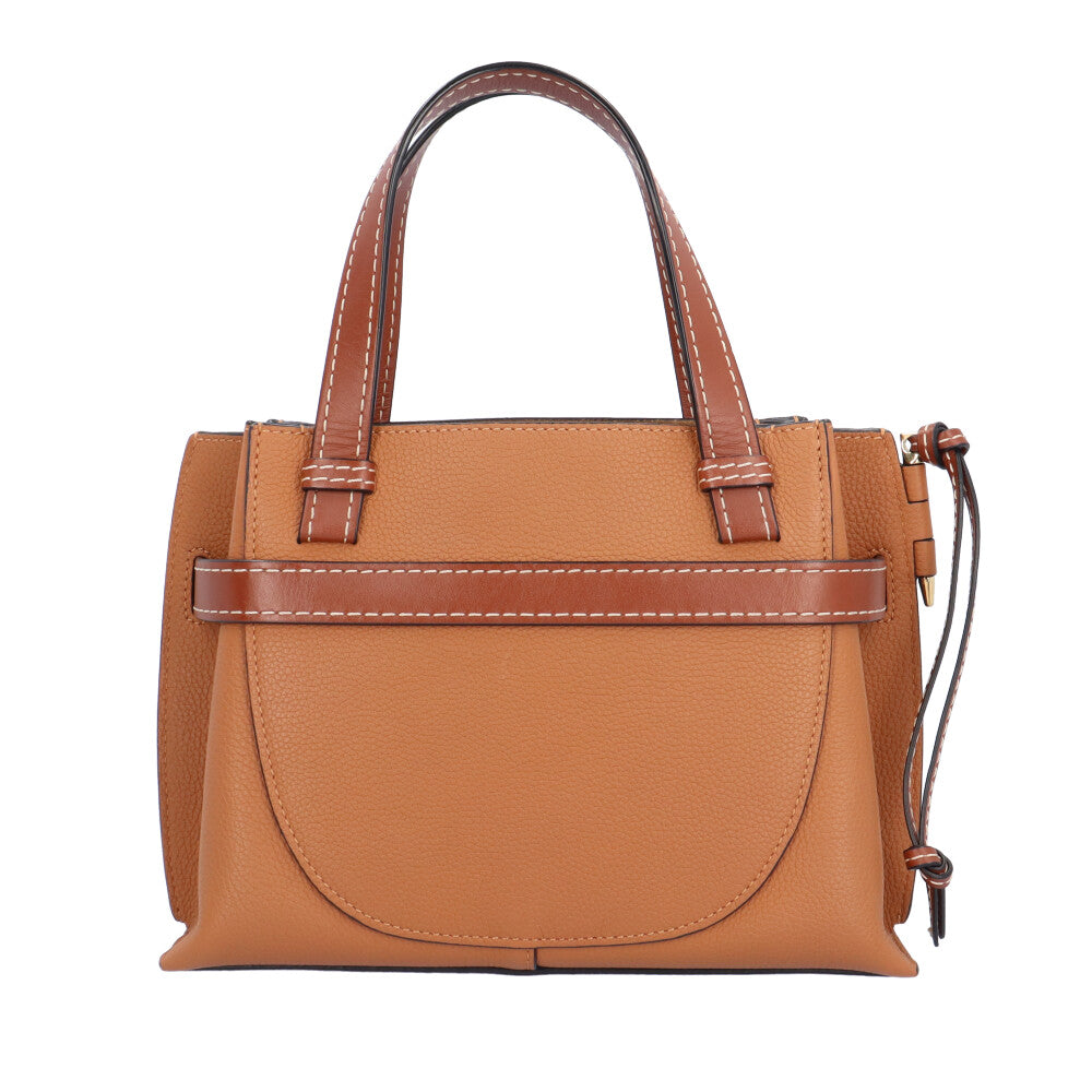 LOEWE Gate Top Handle Mini Shoulder Bag Leather Brown Women's Used