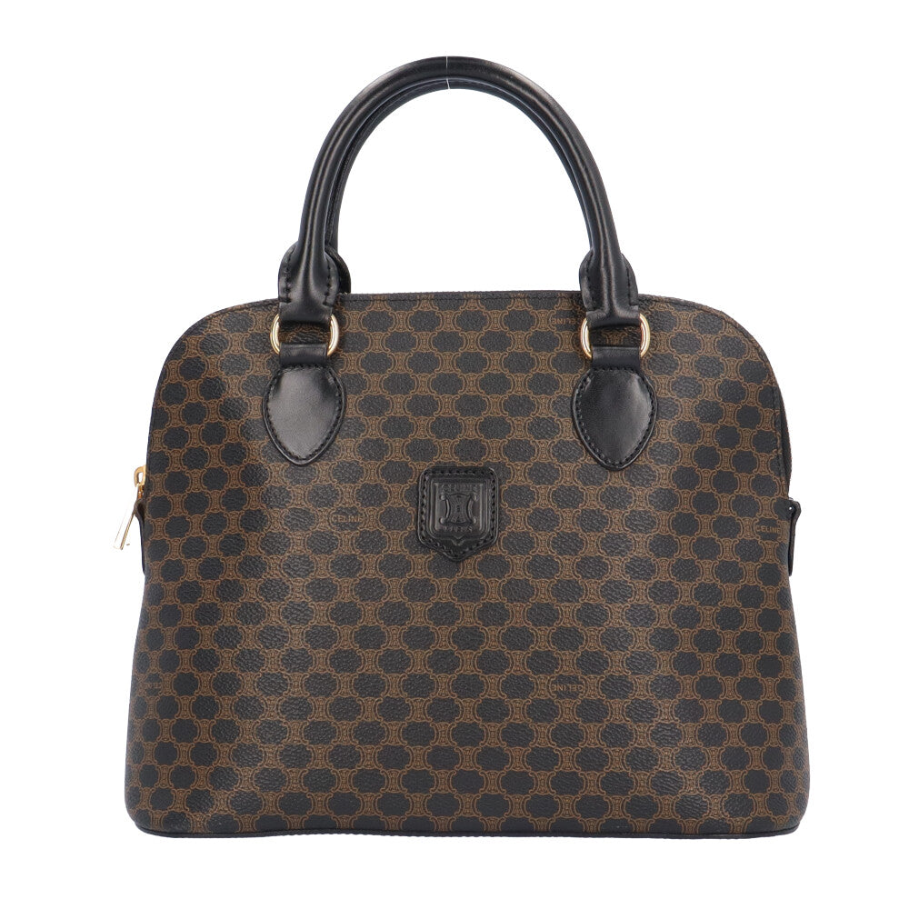 CELINE セリーヌ マカダム ハンドバッグ PVC ブラック レディース 中古