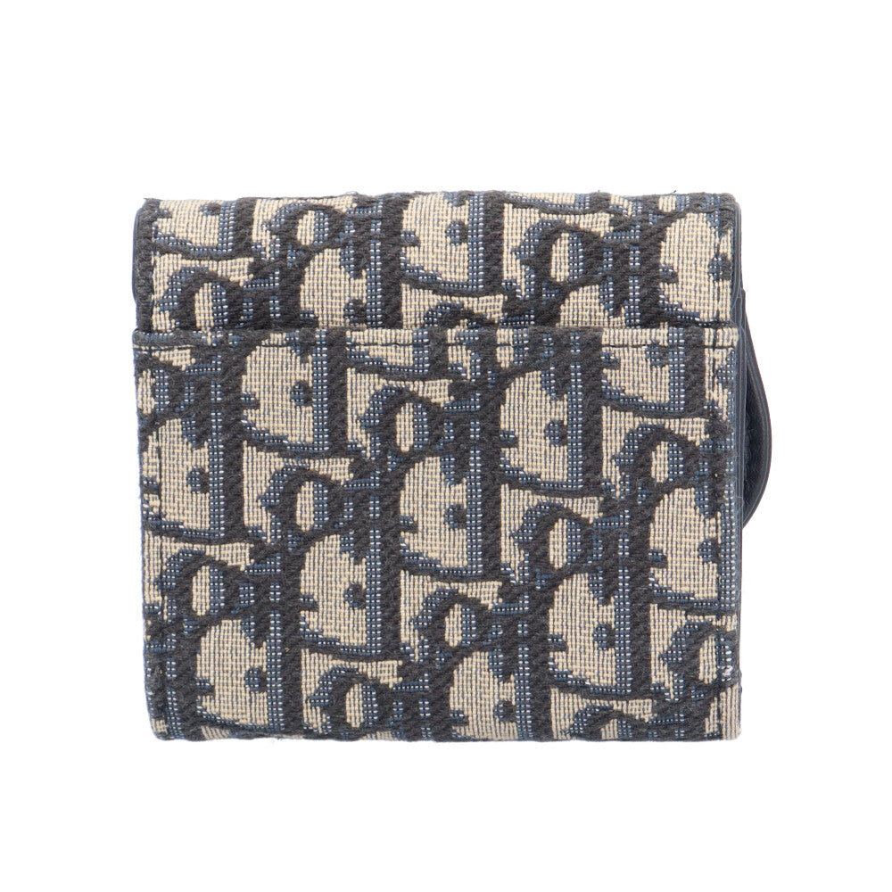 Christian Dior 三つ折りディオールオブリーク　ロータスウォレット ChristianDior ディオール オブリーク ジャカード ロータス