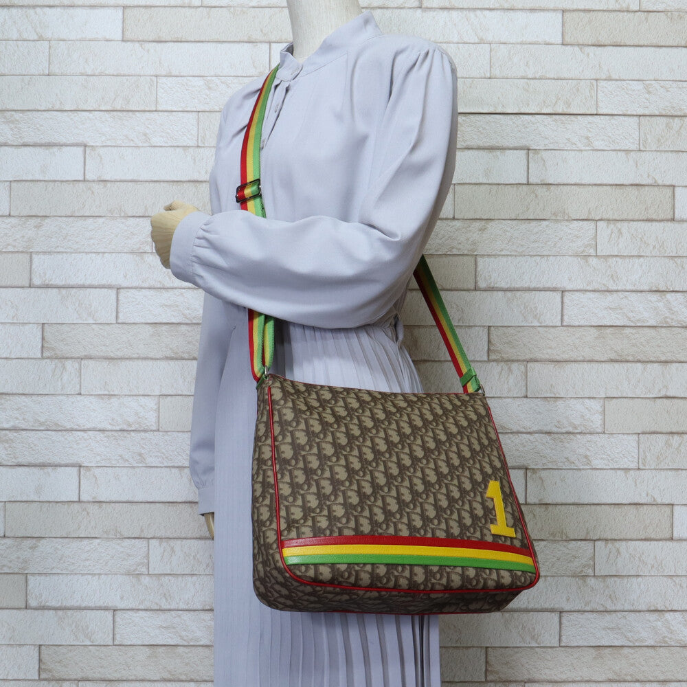 Dior Rasta Shoulder Bag PVC Coated Canvas Beige Women's Used [36