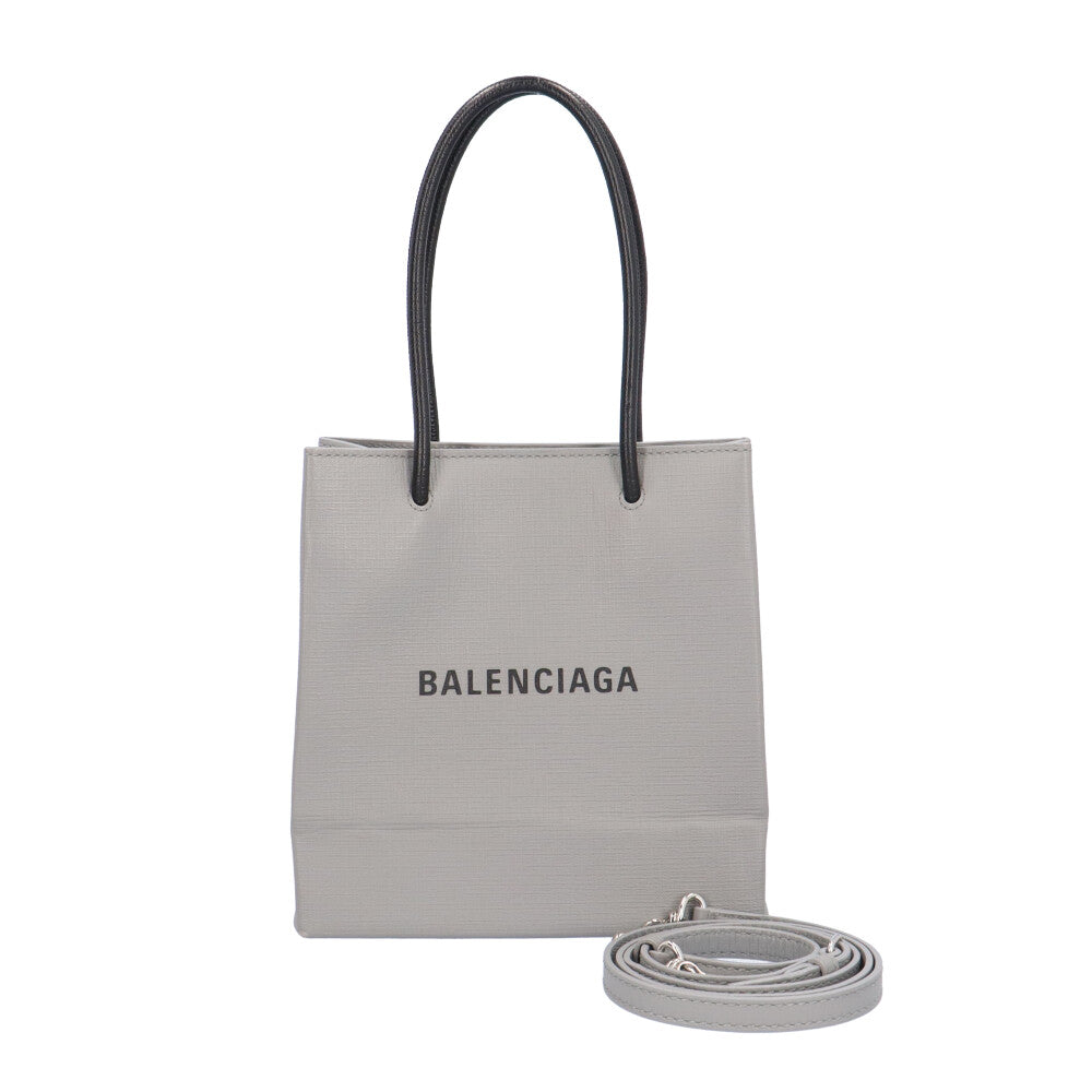 BALENCIAGA ショッピングトートバック　グレー　レザー　S BALENCIAGA バレンシアガ ショッピングトートXXS ショルダーバッグ