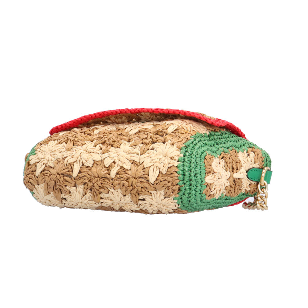 GUCCI グッチ ラフィアチェーンショルダー GGマーモント ショルダー