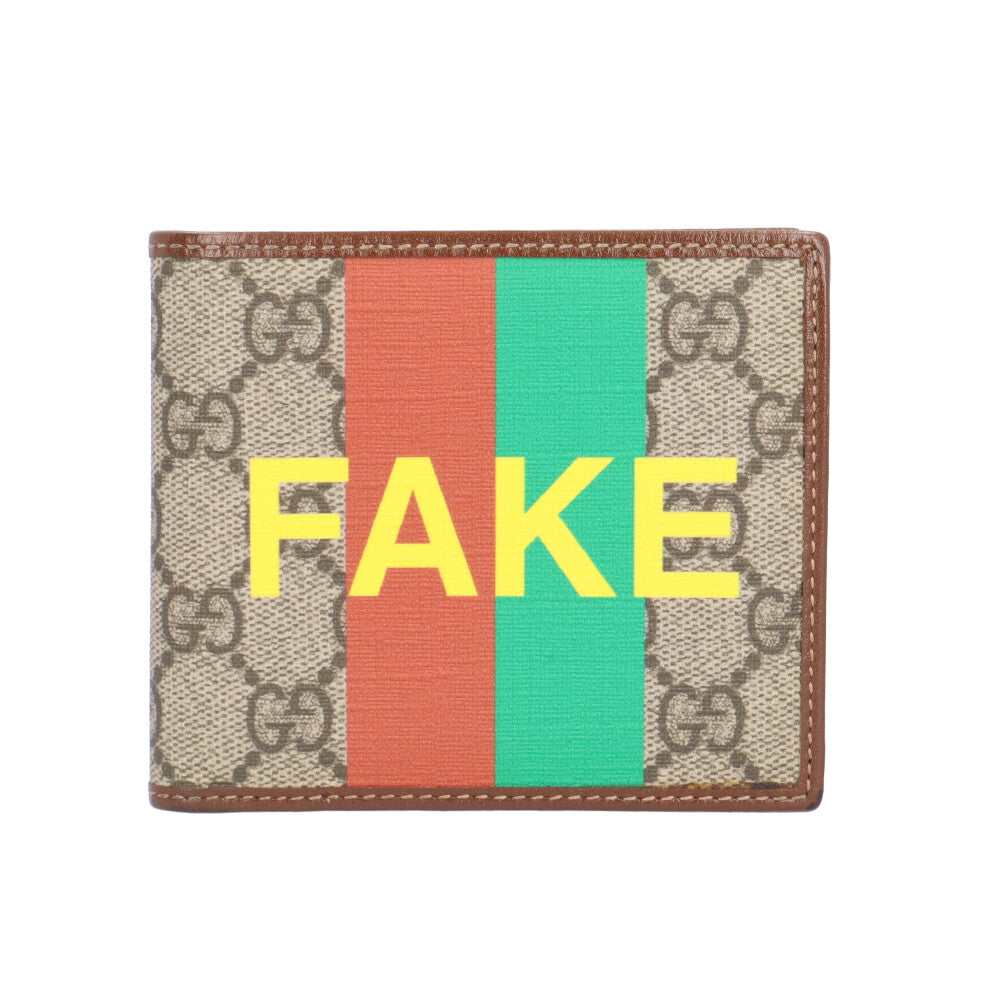 【グッチ】二つ折り財布 FAKE NOT GGスプリーム キャンバス レザー GUCCI グッチ FAKE/NOT 二つ折り財布 GGスプリームキャンバス メンズ