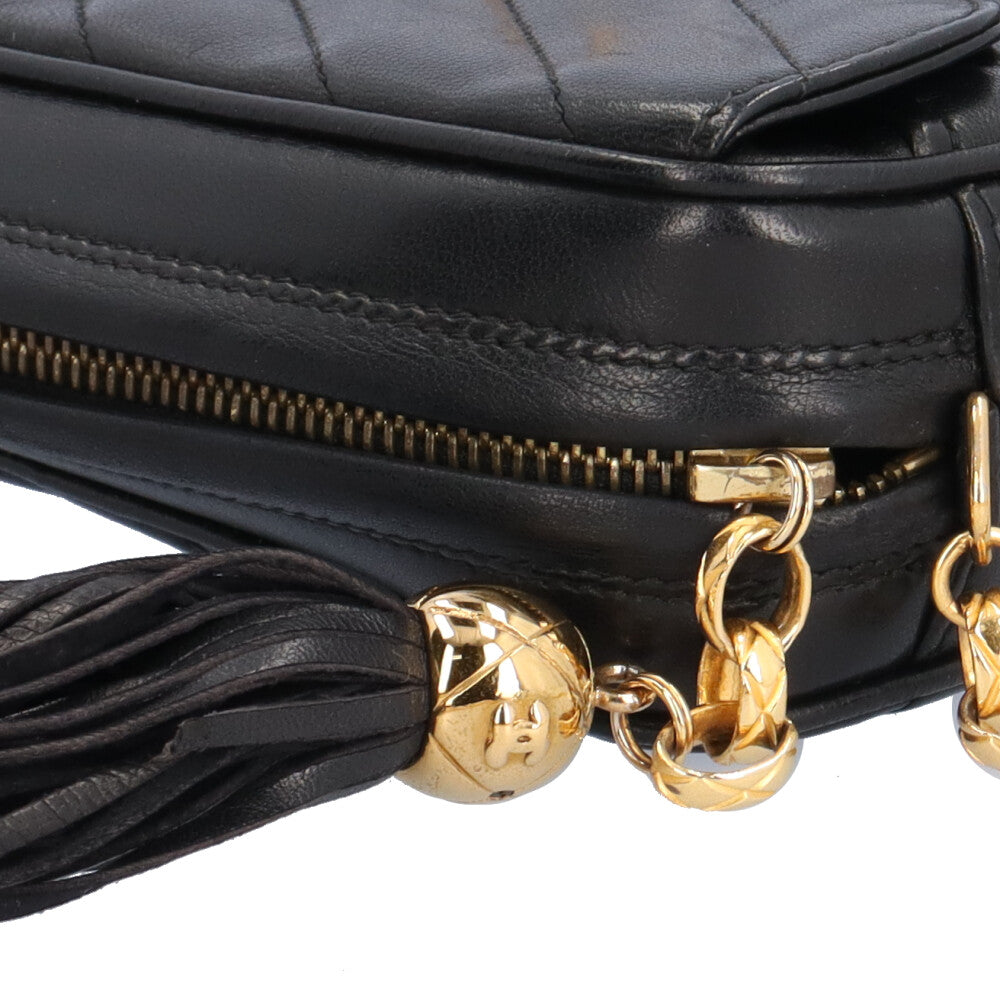CHANEL シャネル Vステッチ ショルダーバッグ ラムスキン ブラック
