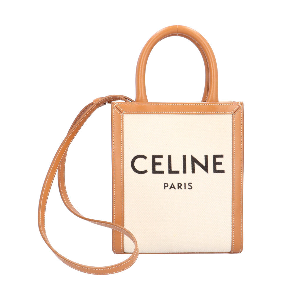 CELINE セリーヌ ミニバーティカルカバ ショルダーバッグ コットンキャンバス ホワイト レディース 中古 – 【公式】リサイクルキング  オンラインショップ