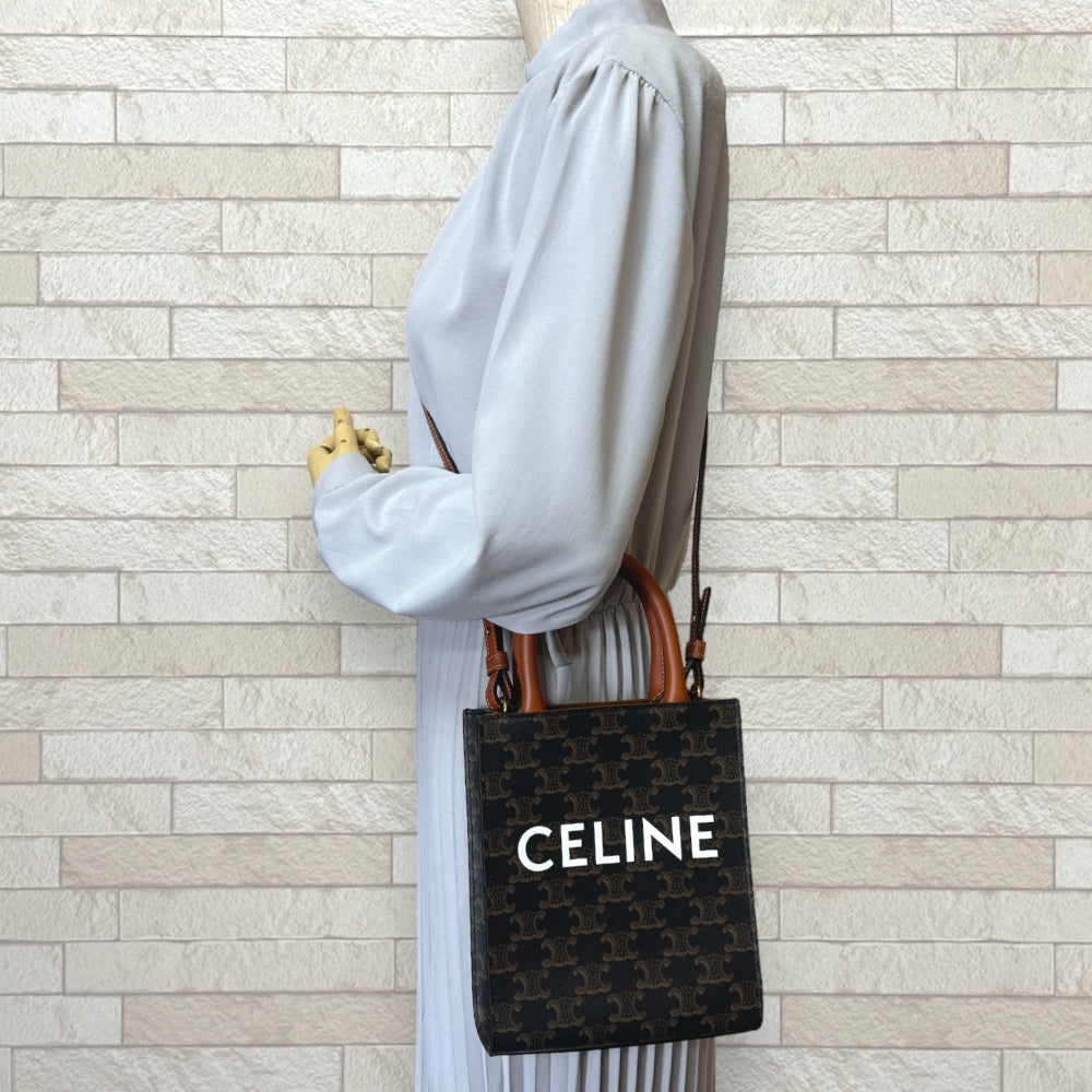 CELINE セリーヌ ミニバーティカルカバ トリオンフ ショルダーバッグ コーティングキャンバス ブラウン レディース 中古 –  【公式】リサイクルキング オンラインショップ