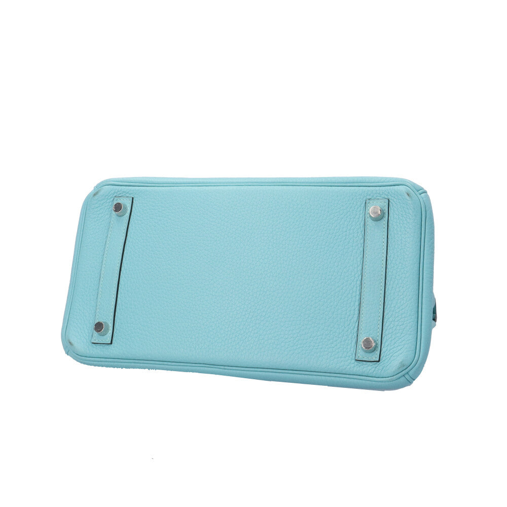 HERMES エルメス バーキン30 ハンドバッグ レザー ブルー レディース