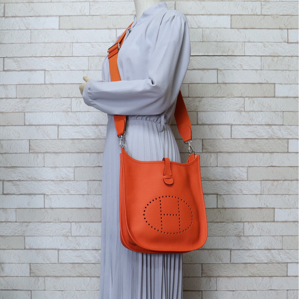 HERMES エルメス エブリンIIIPM ショルダーバッグ レザー オレンジ レディース 中古