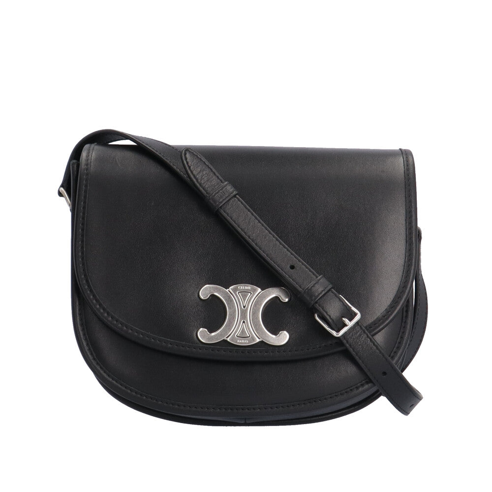 CELINE トリオンフ ショルダーバッグ ブラック CELINE セリーヌ トリオンフ ショルダーバッグ レザー ブラック