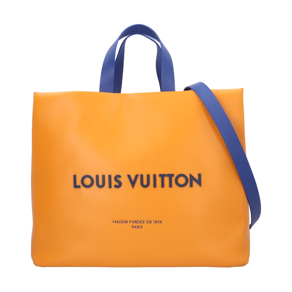 も*ん様 LOUIS VUITTON トートバッグ オレンジ LOUIS VUITTON Louis Vuitton Shopper MM Shoulder Bag Leather Orange