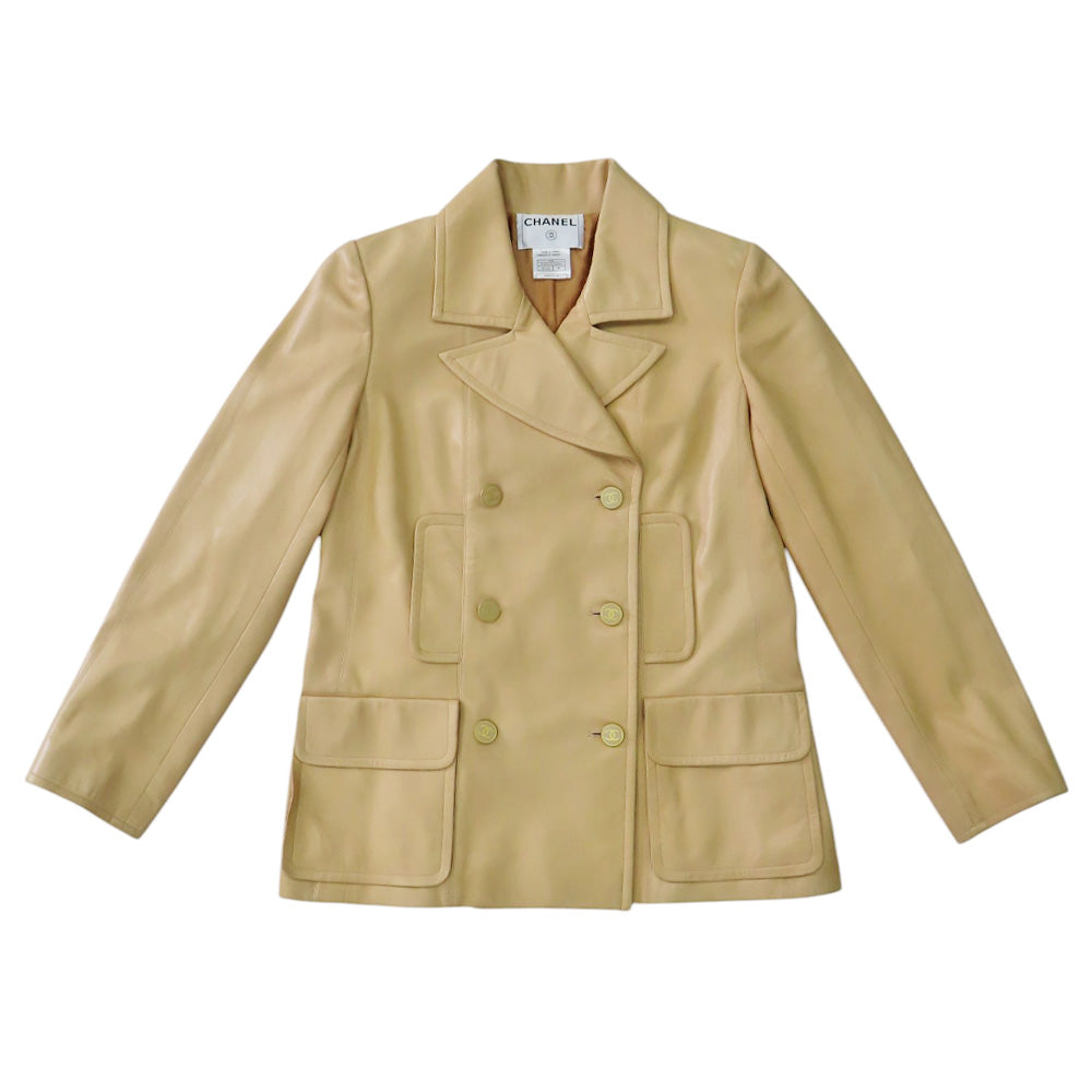 最終価格❣️【シャネル】ベージュ5つボタン最高級ラムスキンジャケット99A＃40◇ 77459857.jpg