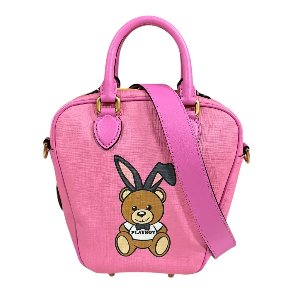 Moschino Moskino Playboy Collaboration Shoulder Bag Leather Pink Ladie