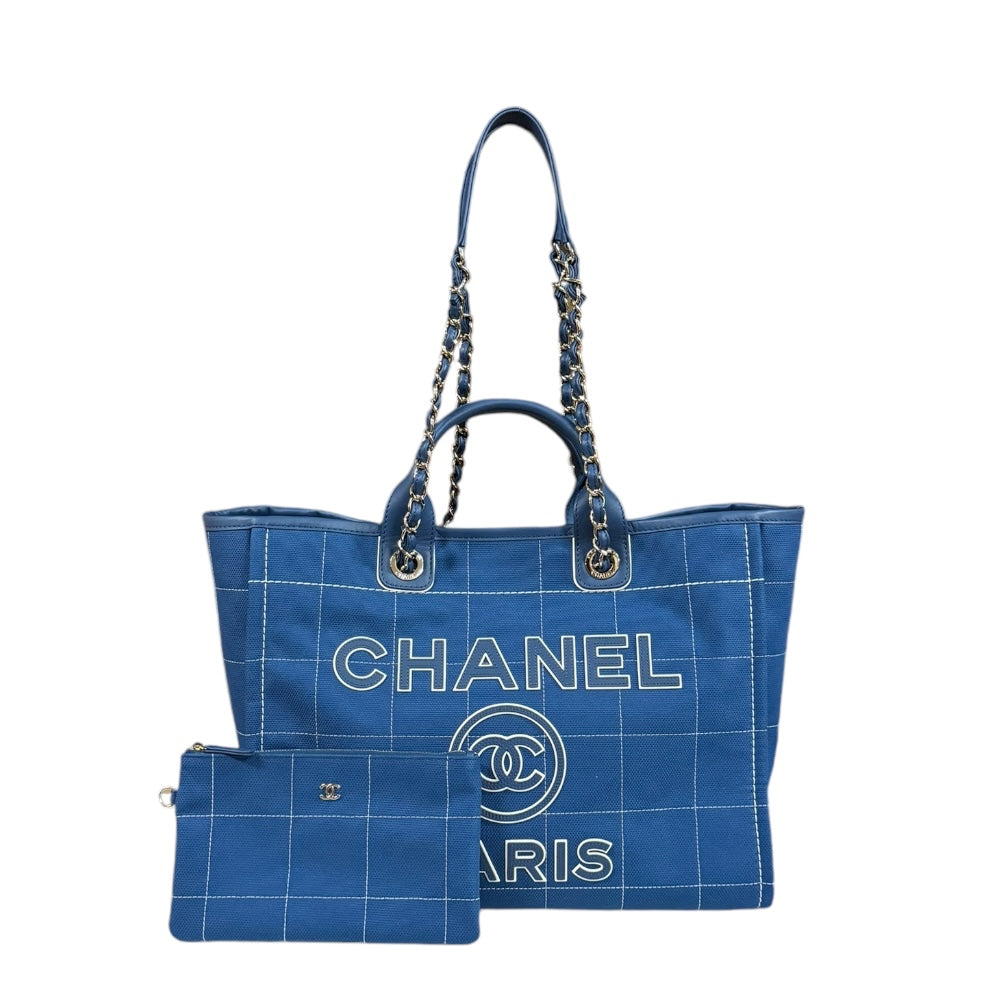 CHANEL シャネル ドーヴィルGM ショルダーバッグ キャンバス ブルー