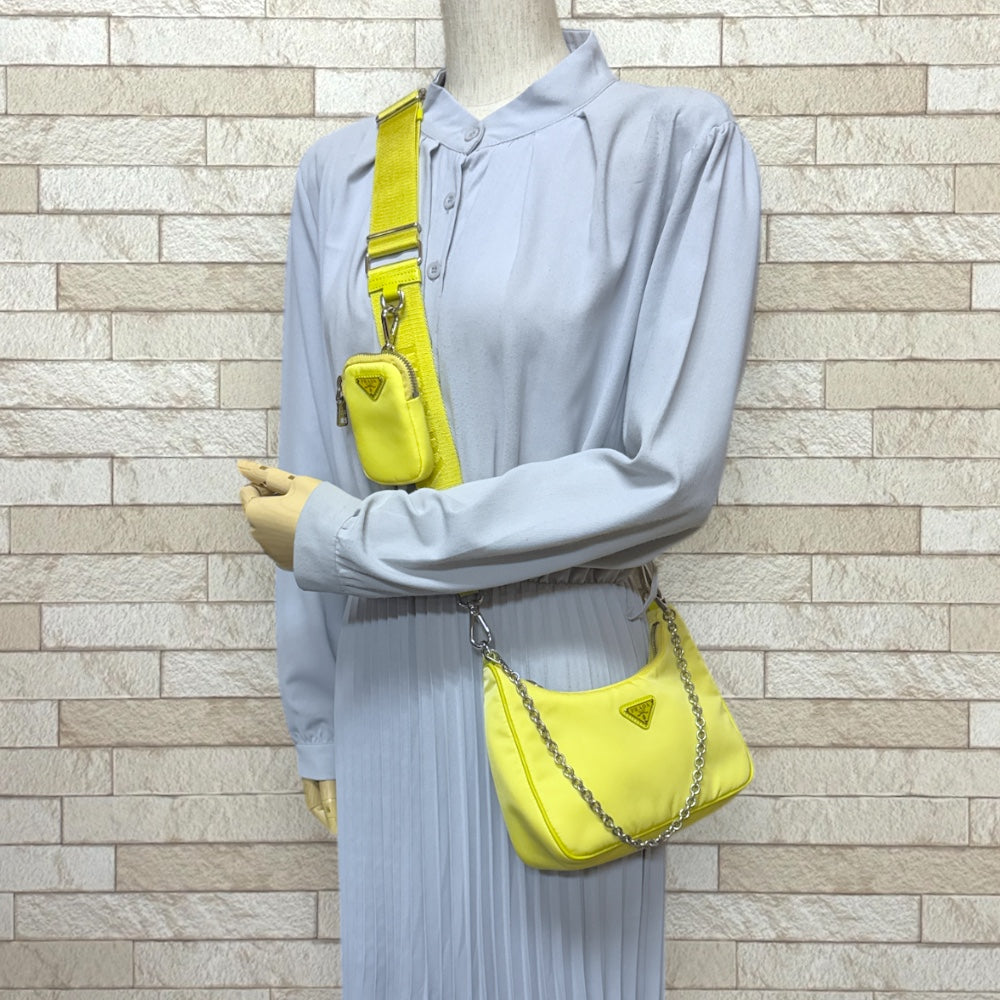 PRADA プラダ ショルダーバッグ ナイロン イエロー レディース 中古