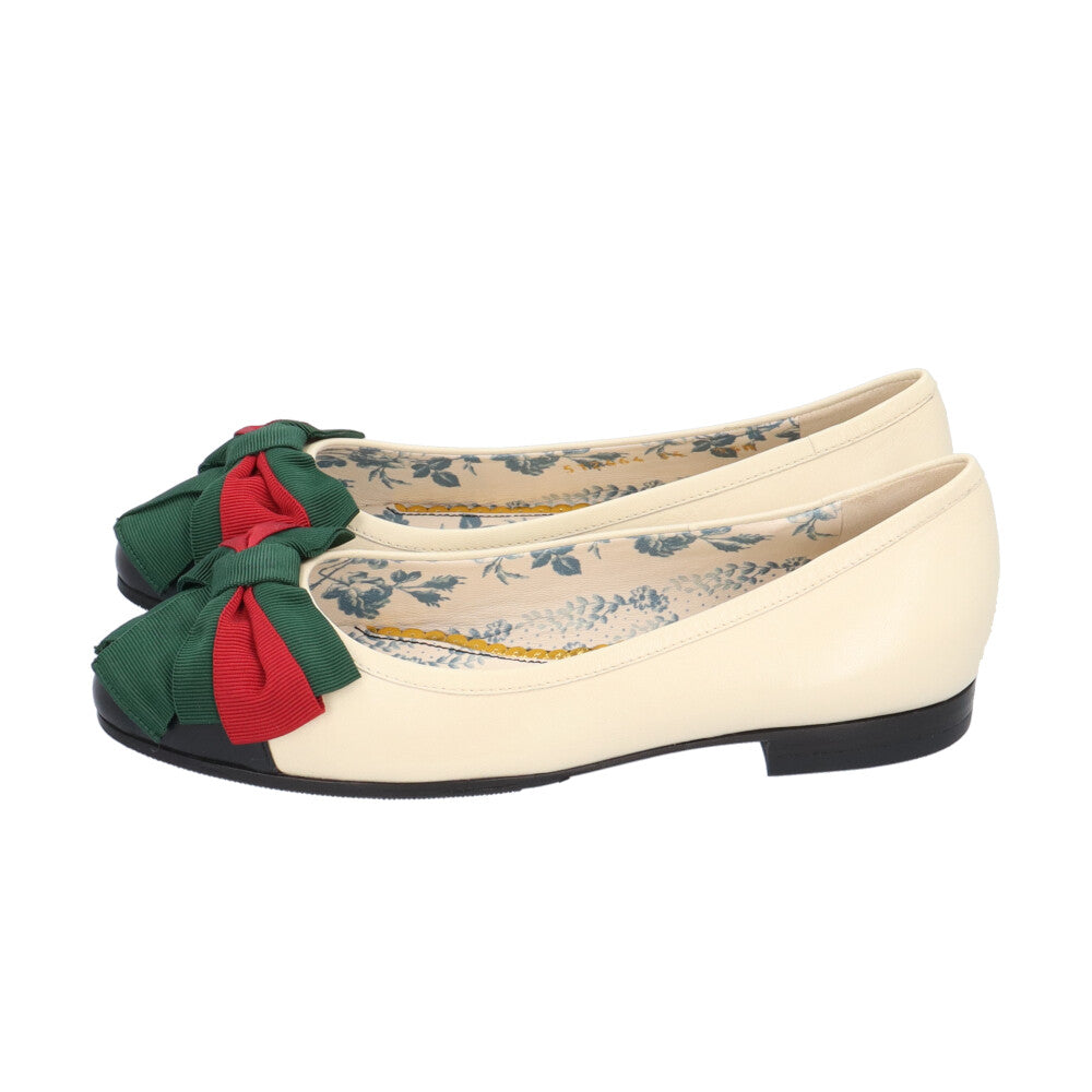 GUCCI グッチ フラットパンプス ウェブリボン パンプス レザー