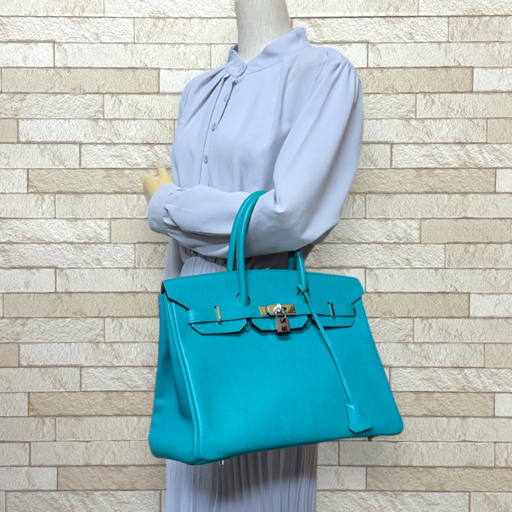 HERMES エルメス バーキン35 ハンドバッグ ヴォーエプソン ブルー