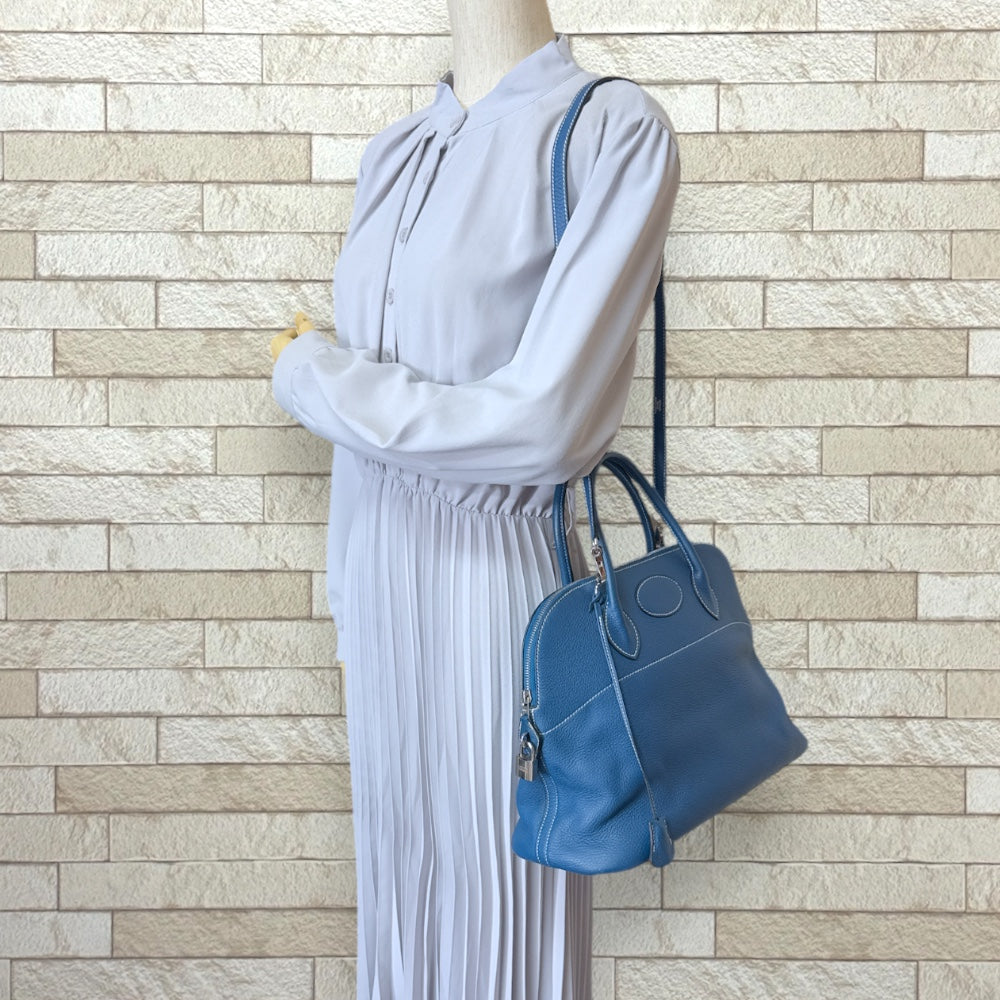 HERMES エルメス ボリード35 ショルダーバッグ レザー ブルー HERMES エルメス ボリード35 ショルダーバッグ レザー ブルー