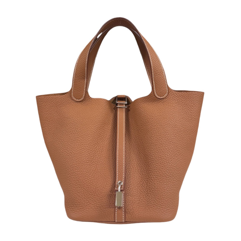 HERMES エルメス ピコタンロックMM ハンドバッグ レザー ブラウン