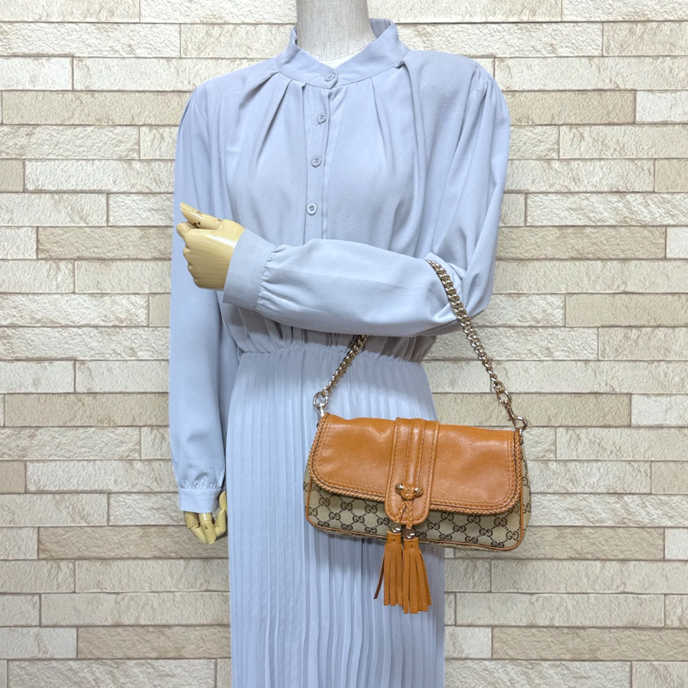 GUCCI グッチ マラケシュ ハンドバッグ GGキャンバス ブラウン