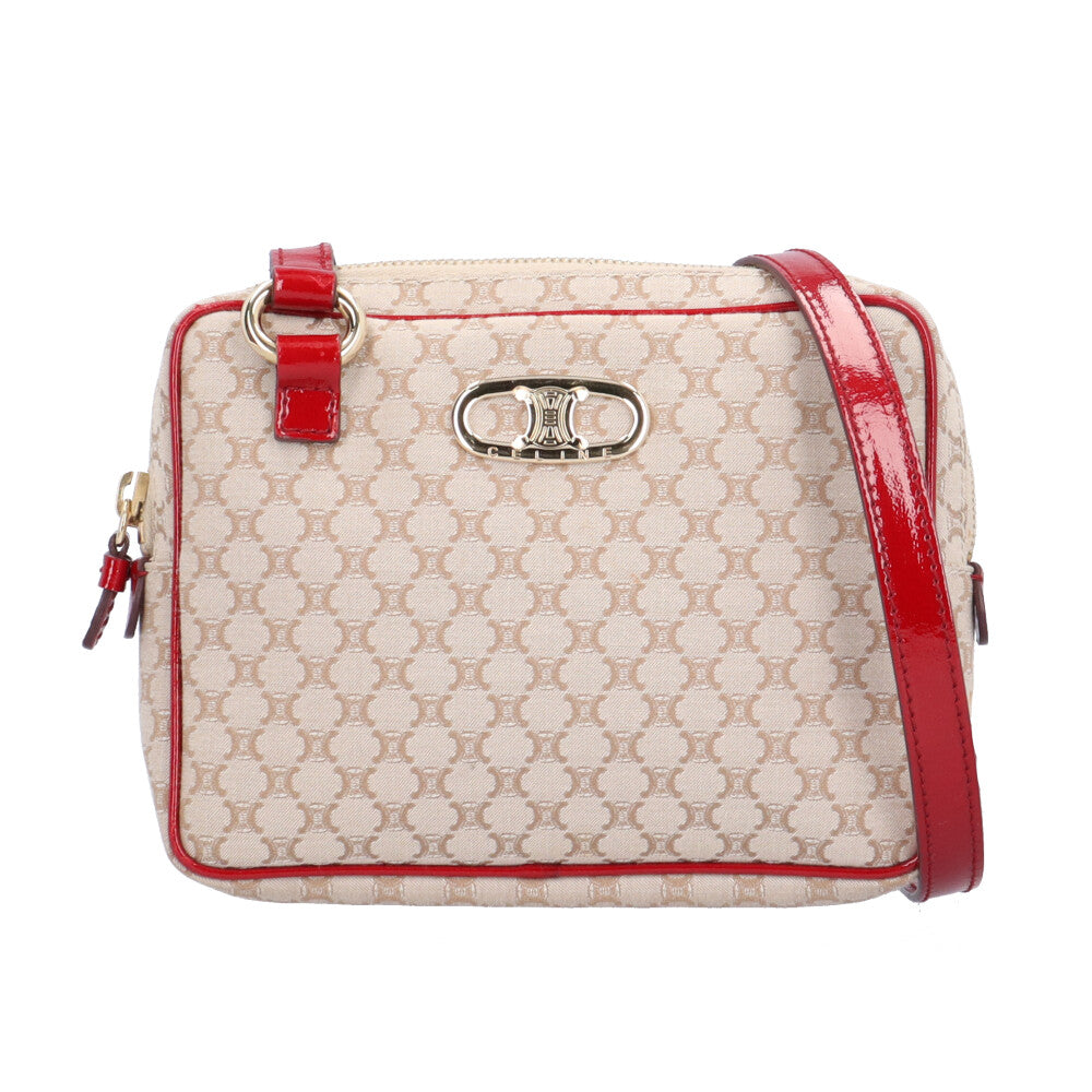 CELINE セリーヌ マカダム ショルダーバッグ キャンバス ベージュ 