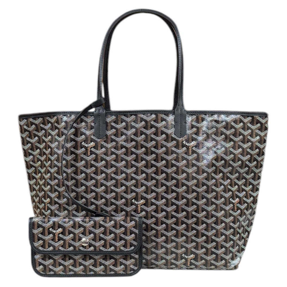 GOYARD Saint Louis PM Tote Bag PVC Coated Canvas Black Women's