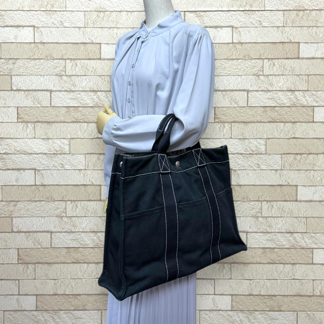 HERMES エルメス トートMM ドーヴィル トートバッグ コットン