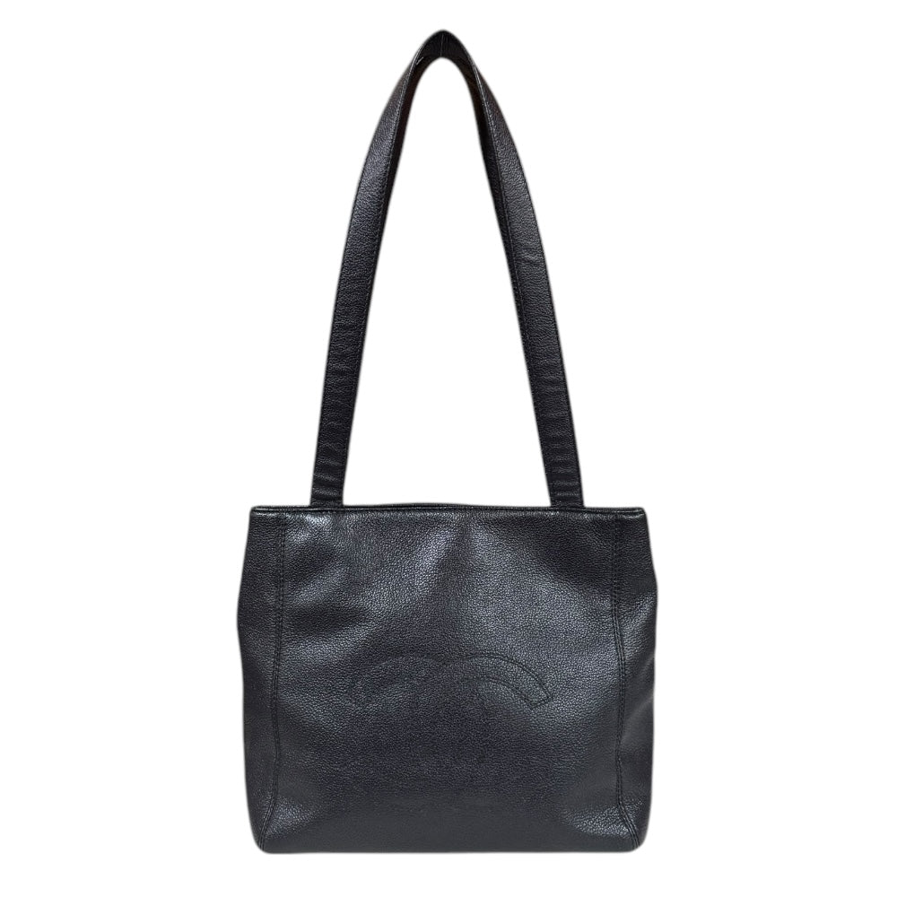 CHANEL ブラックレザー ショルダーバッグ CHANEL ブラック レザー ショルダーバッグ