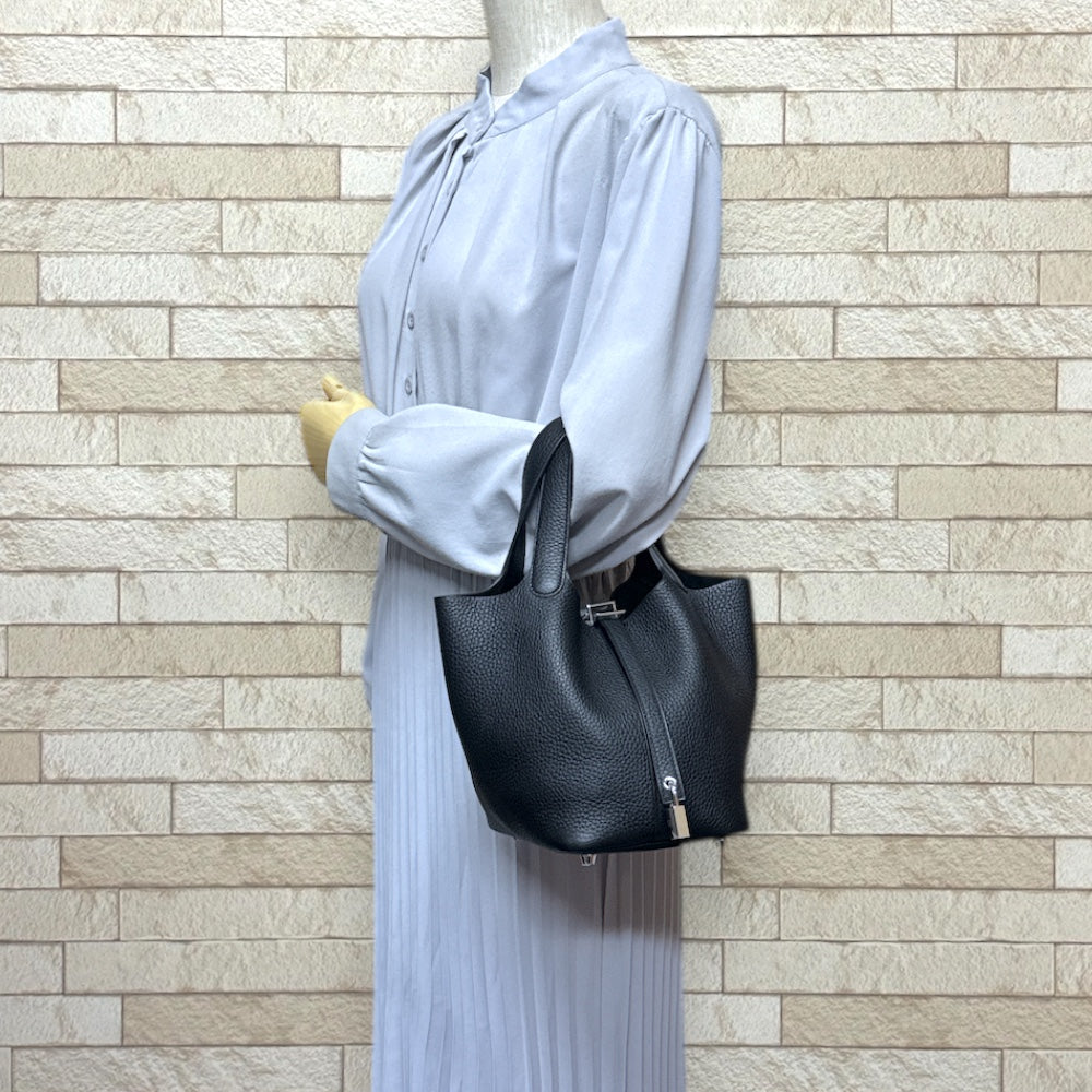HERMES エルメス ピコタンロックPM ハンドバッグ トゴ ブラック
