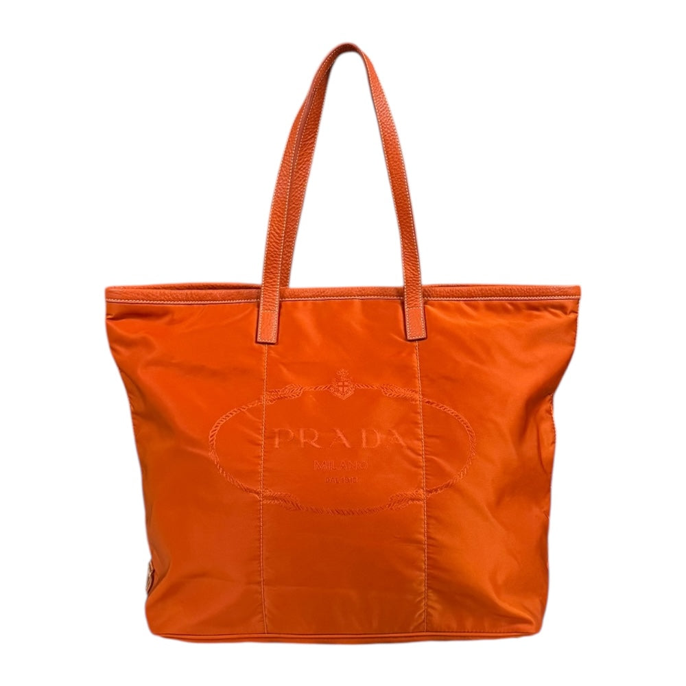 PRADA プラダ トートバッグ ナイロン オレンジ レディース 中古