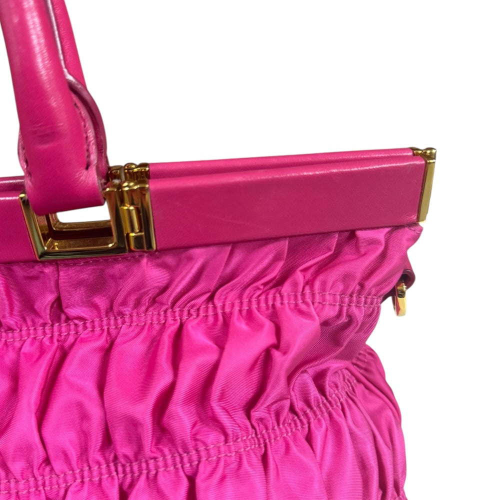 PRADA プラダ ギャザーバッグ ショルダーバッグ ナイロン ピンク