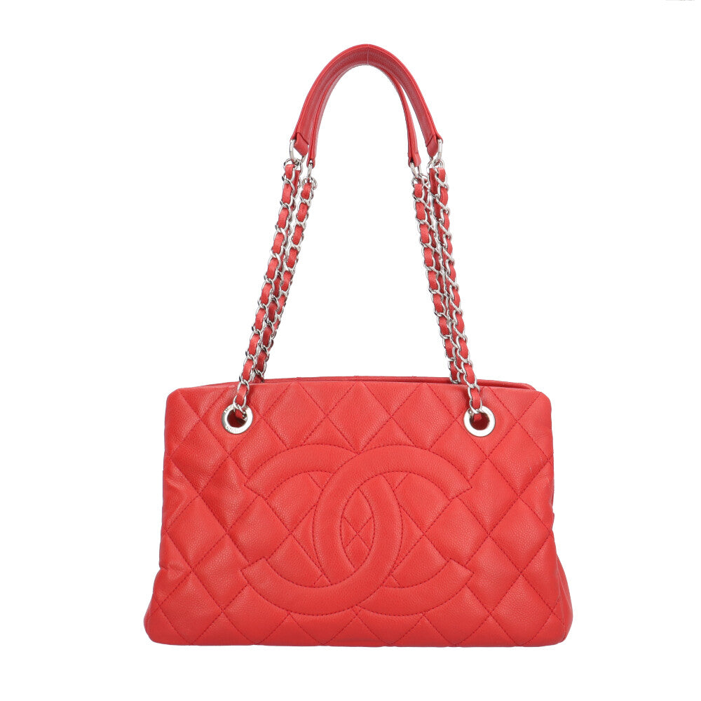 CHANEL シャネル マトラッセ ショルダーバッグ キャビアスキン レッド 